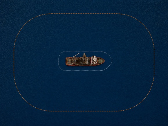 Comparison of the expanded Drone Lyne deployment footprint and conventional vessel crane reach